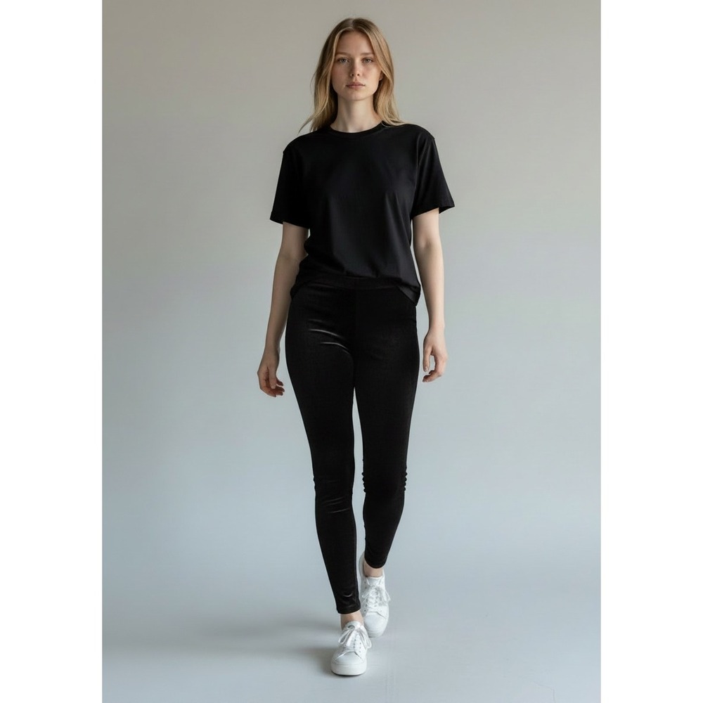 Vince Camuto‎ Women Velvet Leggings M Black Stretch Casual Chic Slim Fit